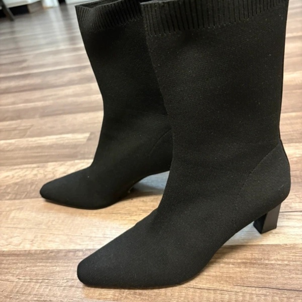 H&M Elegant Black Knit Heeled Boots